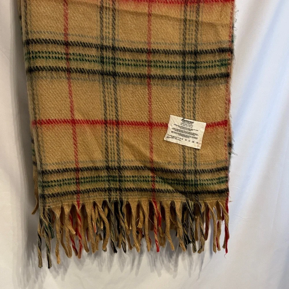 Vintage Fieldcrest Preppy Plaid Fringe Throw Blanket